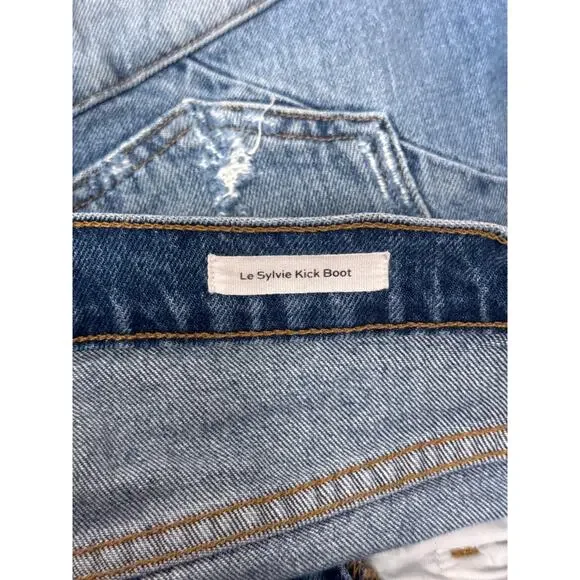 FRAME Jeans 25 Womens Le Sylvie Kick Boot Cut Sew Patchwork Denim - Picture 7 of 8